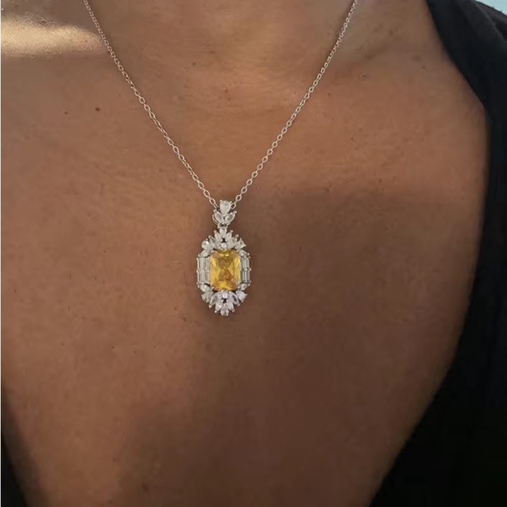 New Gorgeous 925 Silver Citrine Pendant Necklace - Picture 10 of 10